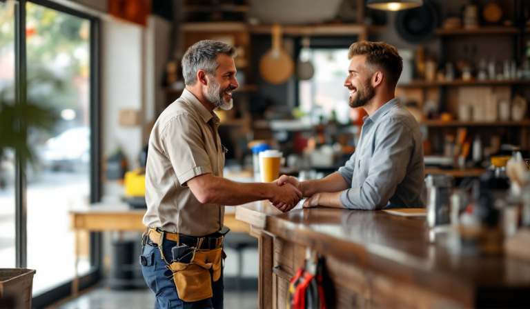 A Melbourne business owner serving a customer with genuine care and attention — biblical business principles in action