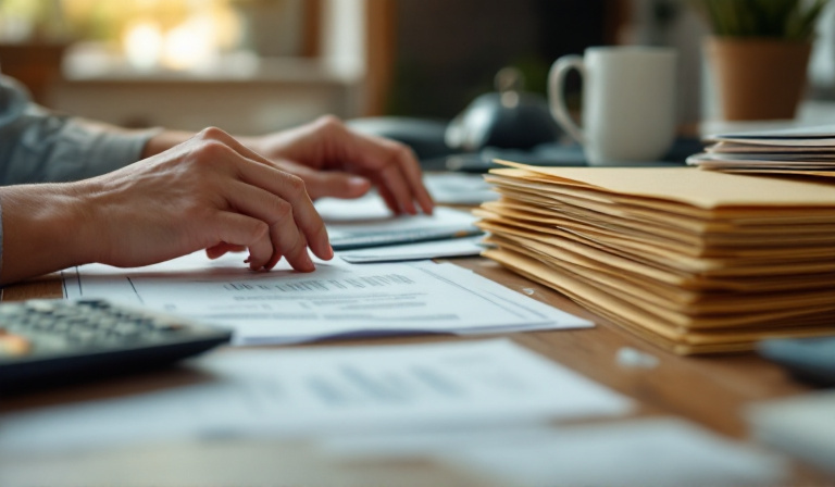 Hands organising receipts and documents into folders — the record keeping behind an EOFY checklist small business Australia owners rely on