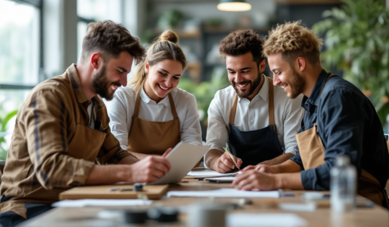 A diverse Melbourne small business team working together warmly, reflecting a healthy Kingdom business culture